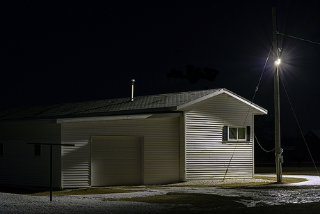 Night Vision - A mobile home a cold but quiet January night.